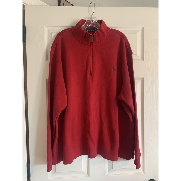 Polo Ralph Lauren 1/4 Zip Sweater Men 2XB Big Tall Red Pullover - Picture 3 of 10
